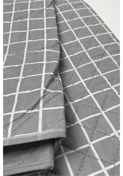 Kendinden Çantalı Kapitone Piknik Örtüsü 125x150 Cm Su Geçirmez Oduncu Desen Gri