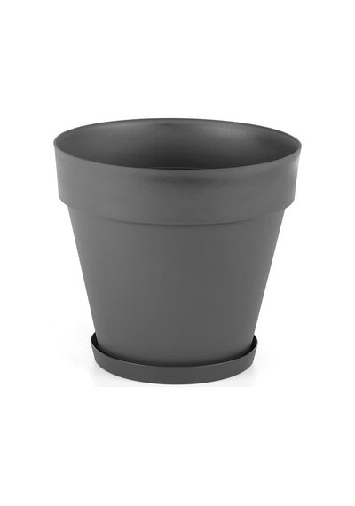 Yalı Saksı Drenaj Aparatlı Tabaklı Dekoratif Saksı 46,5cm, 46 Litre Antrasit Diğer