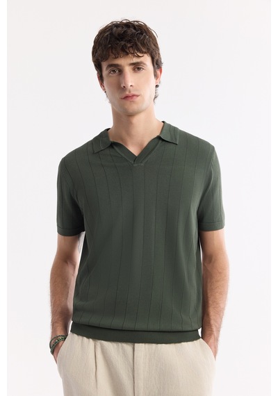 Avva Erkek Haki Polo Yaka Rayon Triko Regular Fit T-shirt A51y5015