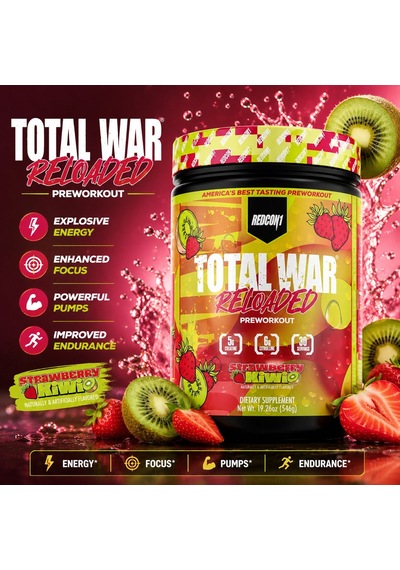 Redcon1 Total War Reloaded Preworkout Strawberry Kiwi 555 G