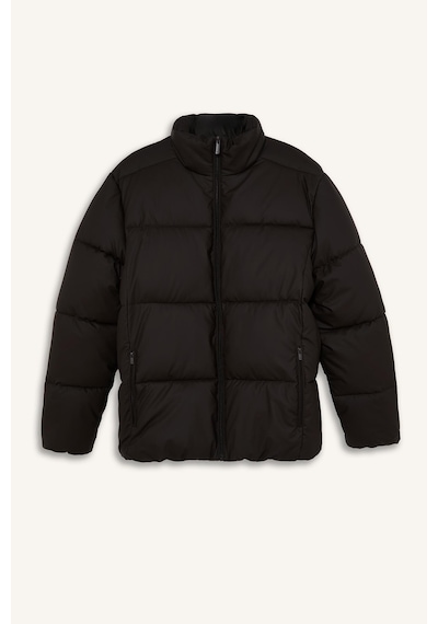 Defacto Sıcak Tutan Su İtici Slim Fit Dik Yaka Astarlı Fermuarlı Rüzgar Geçirmez Şişme Mont C5631ax26wnbk27 Siyah-bk27