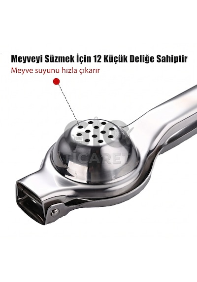 Paslanmaz Çelik Kaplama Limon Sıkacağı Ve Sarımsak Ezici Pres 2'li Mutfak Seti Gümüş - Gri