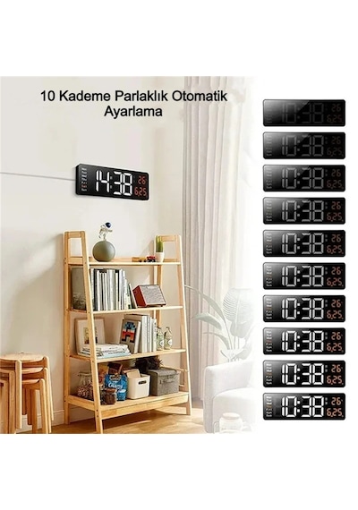 Uzaktan Kumandalı Led Dijital Duvar Saat Geri Sayım Tarihsıcaklık Siyah