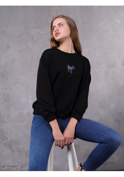 Farm Animals Nakış Detaylı Kadın Sweat Kazak 001