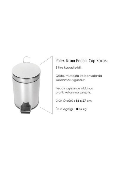 Palex Krom Pedallı Çöp Kovası 5 Litre