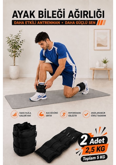 Spor Byfit 2,5 Kg x 2 Adet Siyah El veya Ayak Bileği Ağırlığı Siyah