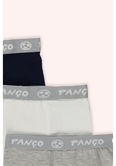 Panço Erkek Çocuk Renkli Basic 3'lü Boxer - İç Giyim Beyaz