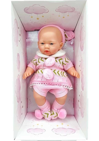 Azra Newborn Triko Elbiseli Pembe-Gri-Yeşil