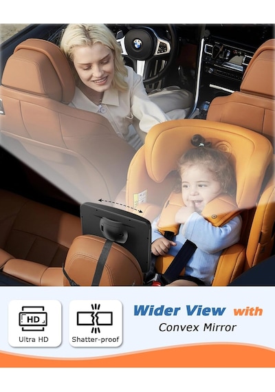 Zacro Bebek Araba Aynası, 3 Parlaklık Seviyeli, Uzaktan Kumandalı, 360 Dönebilir Arabada Bebek Var Sticker
