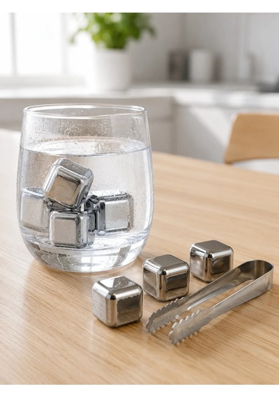 Metal Buz Küpü Seti Ve Buz Klipsi 4 Adet İçecek Soğutma Çok Renkli
