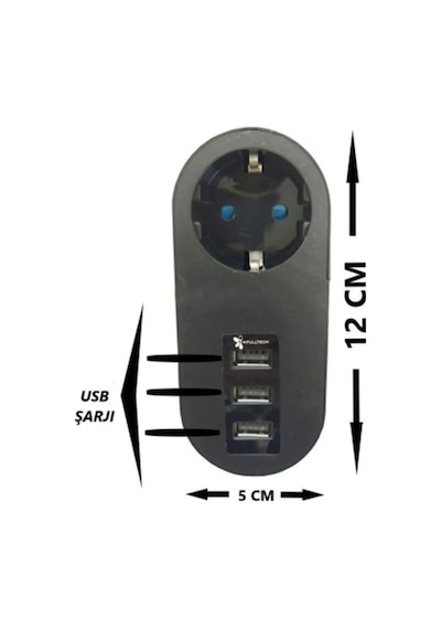 Termal Akım Korumalı Tekli Duvar Priz 3xusb Akıllı Akım Dengeleme