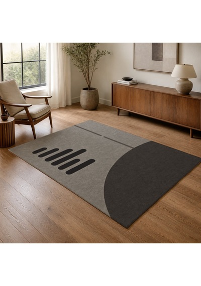 Kartela Halı Aralık Minimal Modern Halı Antrasit Kaymaz Taban Makinede Yıkanabilir 60x90 Cm