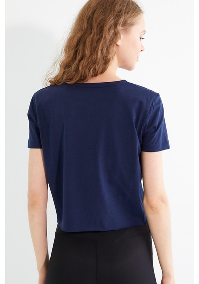 Kadın Baskılı T-shirt Lacivert
