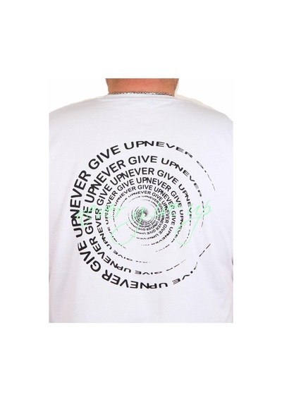 Moc Grande Mocgrande Erkek Büyük Beden Sıfır Yaka Tişört Never Give Up 25140 Beyaz Beyaz