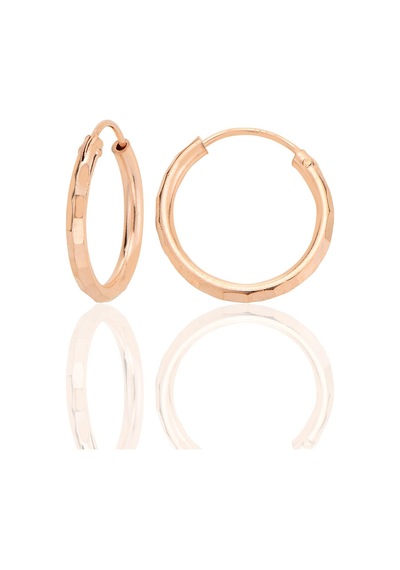 Gümüş Rose Lazer Kesimli 18 Mm Halka Küpe Barcode Rose