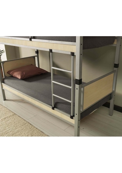 Argimo Yurt Metal Ahşap Ranza Ve Karyola 90 x 200 Gri