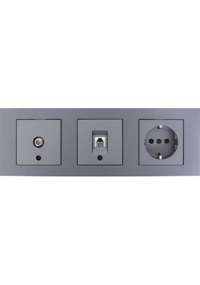 Ovivo Grano Füme Üçlü Set Tv+telefon Numerins +topraklı Priz 3'lü Takım