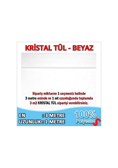 Süsleme Tülü Kristal Tül, 3 Mt En X 1 Mt Uzunluk - Beyaz 0-99