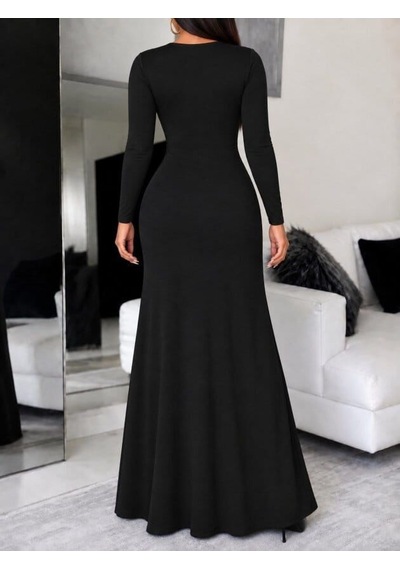 Meridefashion Uzun Kollu Bisiklet Yaka Bel Geometrik Korsaj Detaylı Uzun Dalgıç Elbise - 62682 S/m Siyah Meridefashion Uzun Kollu Bisiklet Yaka Bel Geometrik Korsaj Detaylı Uzun Dalgıç Elbise - 62682 S/m Siyah