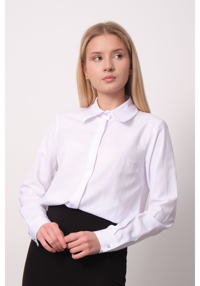 Pera Moda Kadın Slim Fit Pamuklu Ofis Gömleği Beyaz