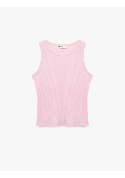 Koton Koton X Sibil Çetinkaya - Pamuklu Ribanalı Yuvarlak Yaka Atlet Pembe 6sak10419ek Gül