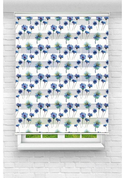 Perdeoutlet38 Baskılı Renkli Mavi Çiçek Dijital Baskılı Zebra Perde-cocuk Odası-stor Perde Model:tyc6d372822f782eb8d117900 Çok Renkli