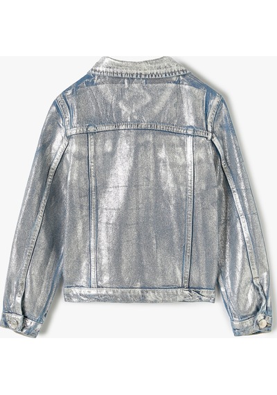 Koton Crop Kot Ceket Metalik Parlak Lıght Indıgo 4skg20010ad 4SKG20010ADLIN Açık Mavi