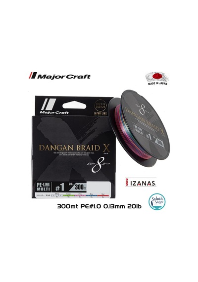 Major Craft Dangan Braid X 8X Ip Misina Pe 1.0 0.13Mm 20Lb/9.07Kg (541707961)