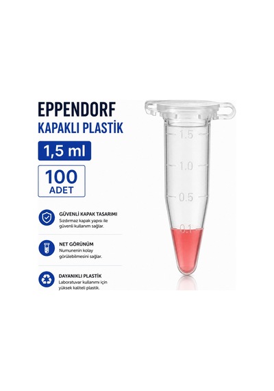 Eppendorf Kapaklı Plastik 1,5 Ml - 100 Adet