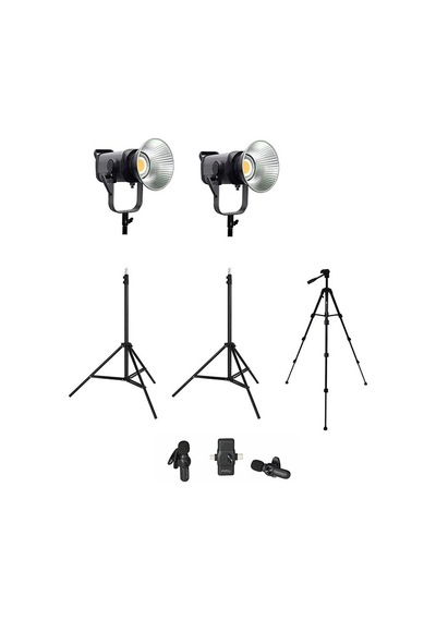 Cobac 200 Stüdyo Işığı 2 + 3 Mt Işık Ayağı 2 + 307 Tripod + V6 Mikrofon Işık Seti