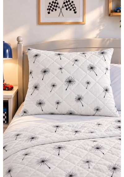 Kapitone Fermuarlı Yastık Alezi 50x70 Cm Pamuklu Yastık Koruyucu Kılıf Elyaf Dolgulu Beyaz İbiza