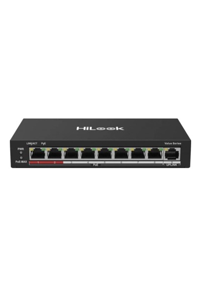 Hılook Ns-0109p-60 B , 8 Port, Megabit, Poe 60w, 1 Port Megabit Uplink, Long Range 250metre, Yönetilemez, Masaüstü Switch