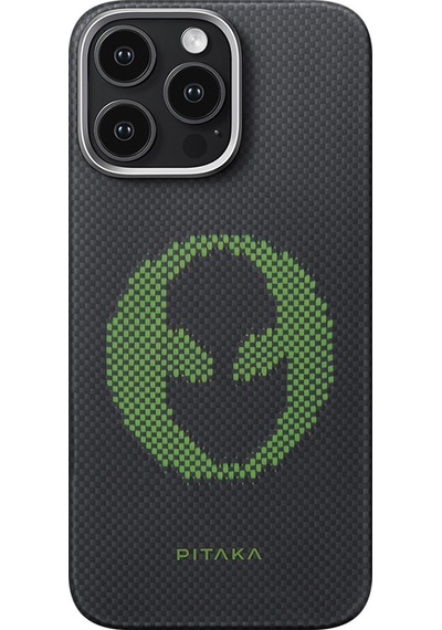 Apple Uyumlu iPhone   16 Pro Max Kılıf   Magsafeli Lumintex Teknoloji Fosforlu Aramid Fiber Pitaka Aries Serisi Alien