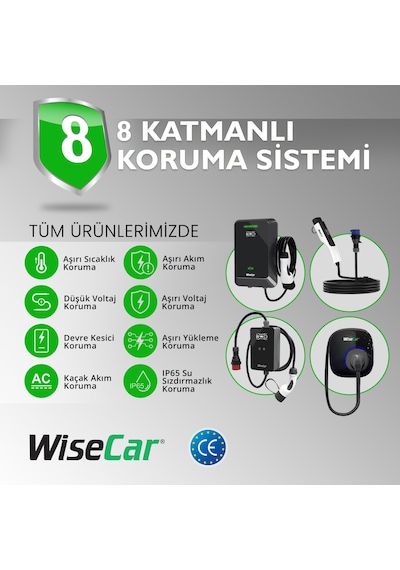 Wisecar Facile 22 Kw 32a Mobil Uygulamalı Taşınabilir Elektrikli Araç Şarj Cihazı Tuya Smart Wifi + Bluetooth 11-22kw