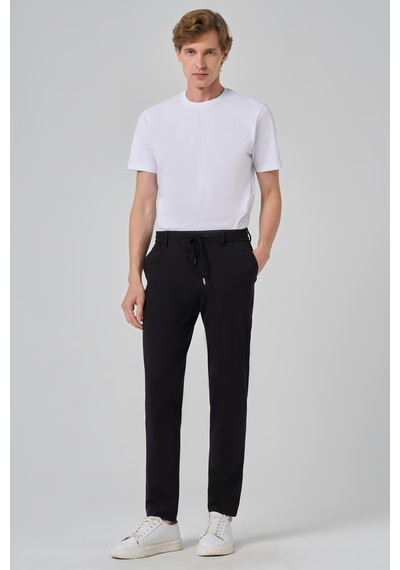 Morven Erkek Siyah Örme Trend İpli Slim Fit Jogger Pantolon 26ms003004001 Siyah