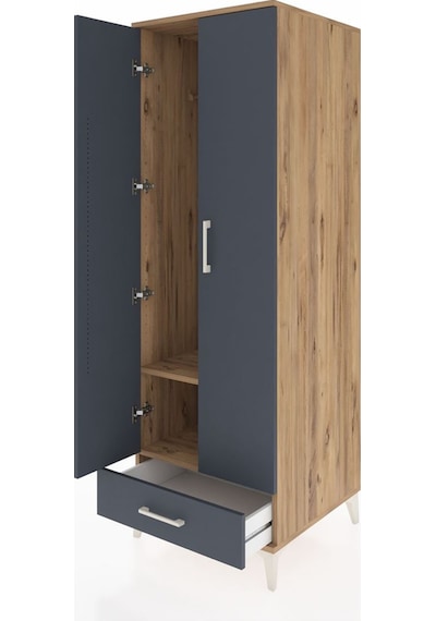 Kronos Dolap 2 Raflı Tek Çekmeceli Tek Askılı 60x59x182 Çam-a... Çam