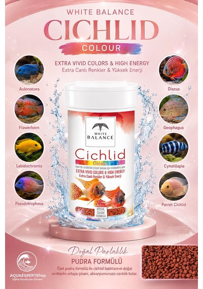 White Balance Cichlid Colour - Cichlid Balıkları İçin Özel Renk Canlandırcı Formül - Besleyici Ve Dengeli - 100 Ml