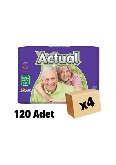 Actual 4'lü Xlarge Belbantlı Yetişkin Hasta Bezi 30x4 120 Adet XL