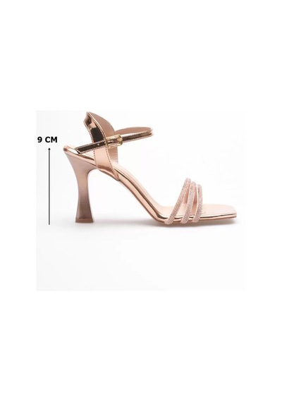 Trendella Rose Gold Taşlı İnce Topuklu Abiye Sandalet Tr20my15g Bakır