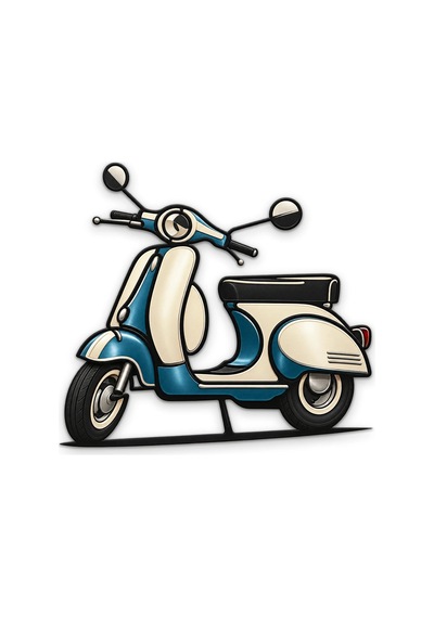 Retro Turkuaz Scooter - Metal Tablo - Dec0207 100 X 91 Cm Çok Renkli