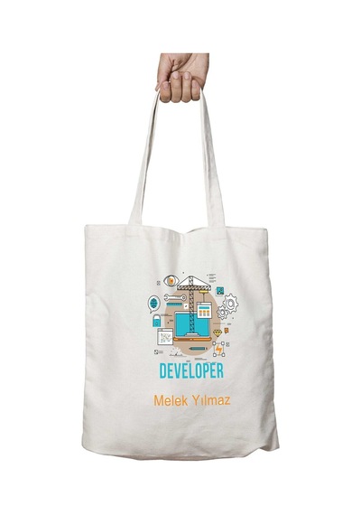 Art Hediye Kişiye Özel Developer İki Tarafı Kalıcı Baskılı Yıkanabilir Okul Plaj Omuz Bez Çantası Çok Renkli