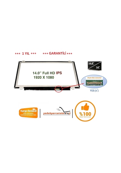 Nv140fhm-n43 1920x1080 Hd 30pin Slim Led İps Ekran / Panel