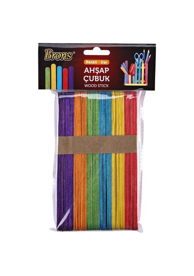 Renkli Dar Ahşap Çubuk 50'li Paket - Br-902 Diğer