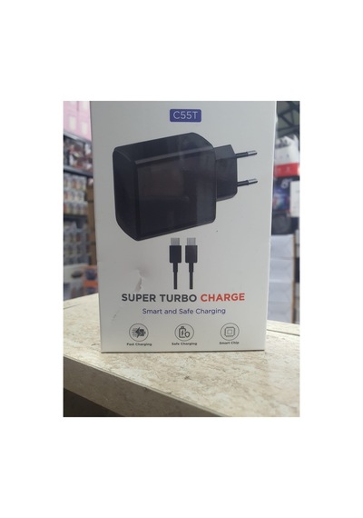 C55t Super Turbo Charge Type C To Type C Kablolu Hızlı Şarj Aleti Süper Fast Charging Smart Chip Safe Charging Type C Adaptör Ve Usb C Şarj Kablosu