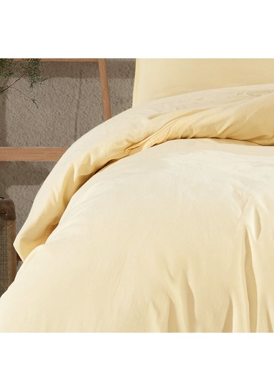 Çift Kişilik Nevresim Takımı 200x220 160x200+30 Lastikli Çarşaf 4 Yastık Kılıfı Sarı Sarı