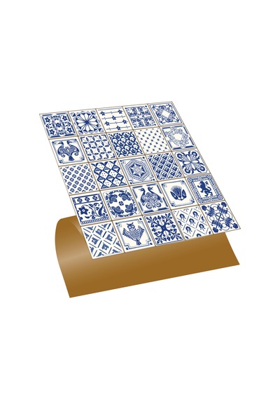 Tink Kendinden Yapışkanlı Modern Mavi Desenli Pvc Karo 30x30 Cm