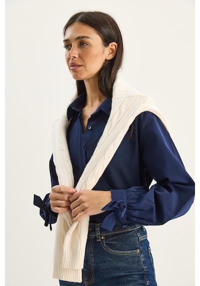 Shade Kadın Manşet Detaylı Poplin Gömlek 2153 60283763 - Lacivert