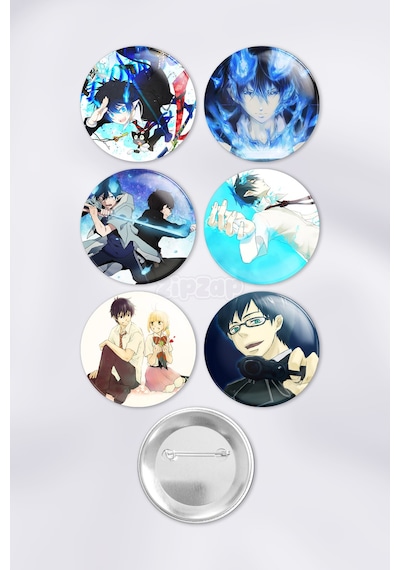Ao No Exorcist Blue Exorcist Çanta Süsü Rozet İğneli Buton Rozet Seti 6 Adet Çok Renkli
