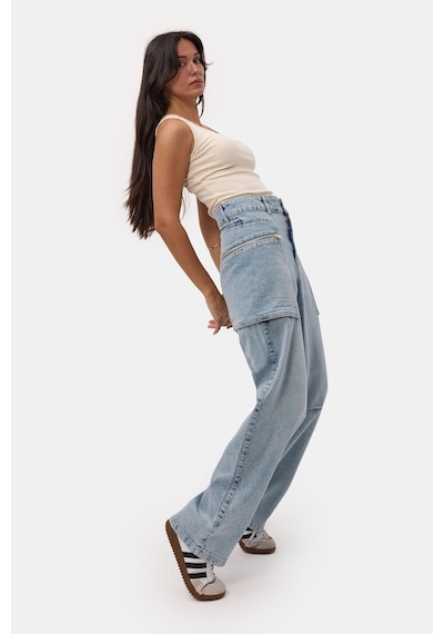 Kadın Kot Rengi 4s6-3 Relax Kargo Fit Denim Jean
