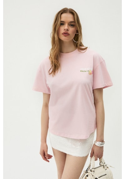 Grımelange Mochı Kadın %100 Organik Pamuklu Yuvarlak Yakalı Baskılı Pembe T-shirt Grımelange Mochı Kadın %100 Organik Pamuklu Yuvarlak Yakalı Baskılı Pembe T-shirt